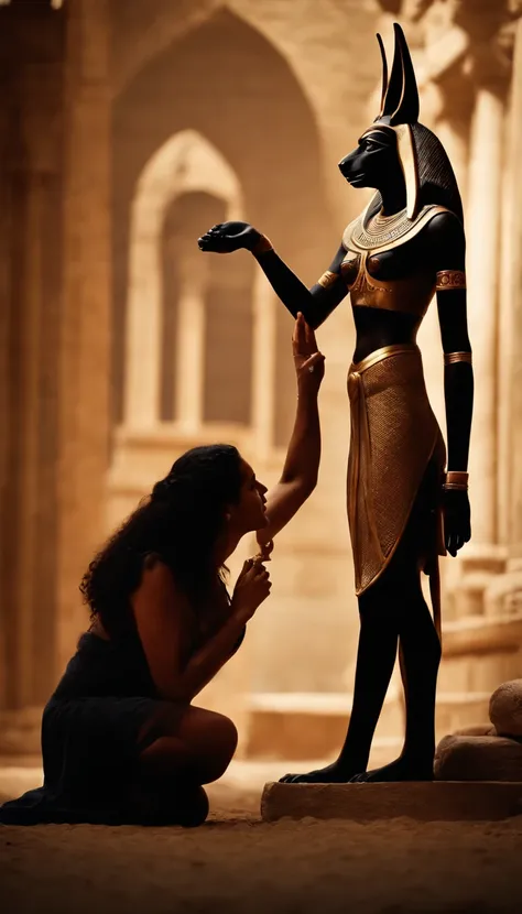 Anubis seduciendo a una mujer; Y otra mujer que vigila a Anubis