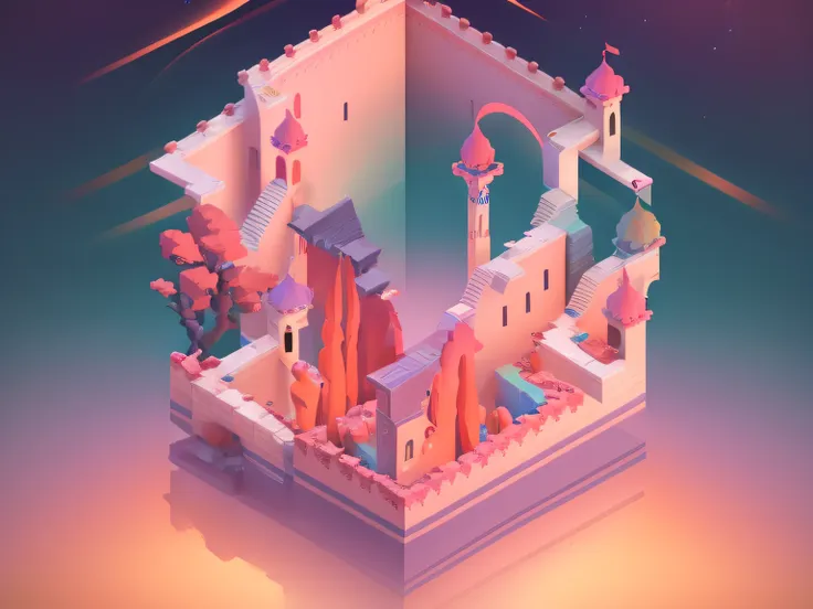 tmasterpiece，monument valley，geomerty，4k ultra hd, 超高分辨率, (photorealistic: 1.4), best quality，tmasterpiece（pastel colour：1.2)