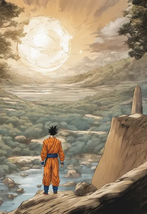 Dragon Ball manga, manga book, Comic storyboard: 1.8, Comics_layout, Super Saiyans around the world", (isolation: 1.1), (glaze: 1.1), (reflective light: 1.2), glass, polygon, Ultra detailed, Intricate, oil on the canvas, Dry brush, (surrealism: 1.1), (Dist...