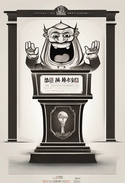 on the white background，A smiling speaker stands in front of a concise podium。The speaker holds the microphone in its right hand，Left finger forward。Behind him，This number is enormous "6" Suspended in mid-air，Represents the sixth term。This simple and clear...