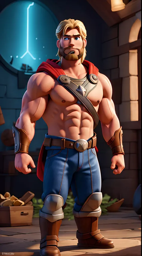 Disney Pixar thor Marvel, super strong, muscular, ultra details, HDR, UHD,8K