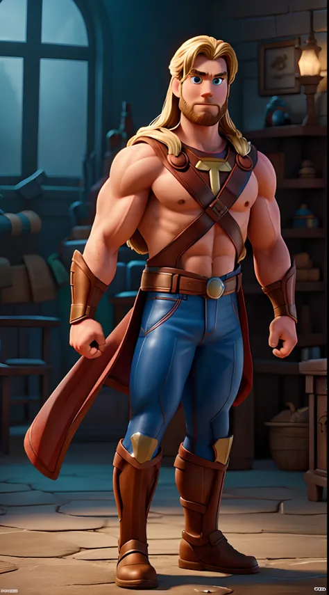 Disney Pixar thor Marvel, super strong, muscular, ultra details, HDR, UHD,8K