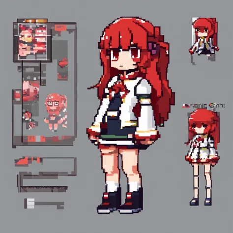 1girl,fullbody,((chibi)),((red-framed)) (under-rim) glasses, 
red eyes,12 years old, (side swept bangs:1.8), asymmetrical bangs,red hair, [short] hair,simple background