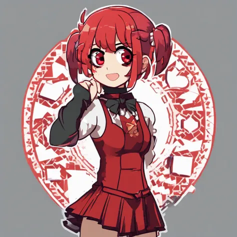 1girl,(fullbody:1.8),((chibi)),((red-framed)) (under-rim) glasses, 
red eyes,12 years old, (side swept bangs:1.8), asymmetrical bangs,red hair, short hair,simple background,idol clothes