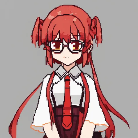 1girl,(fullbody:1.8),((chibi)),((red-framed)) (under-rim) glasses, 
red eyes,12 years old, (side swept bangs:1.8), asymmetrical bangs,red hair, short hair,simple background,idol clothes