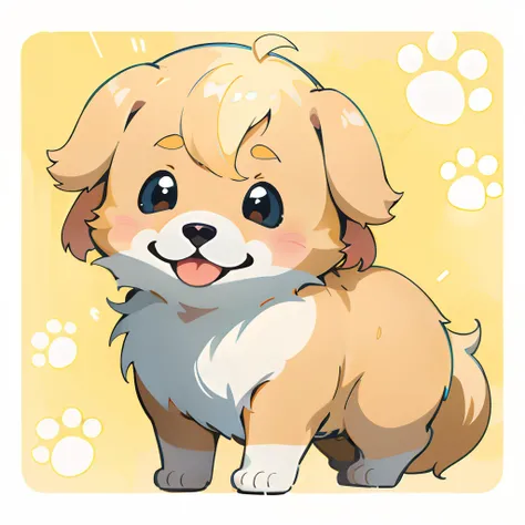 Baby Golden Retriever,One puppy、 official artwork, , Lori, anime style portrait, anime moe art style, 2 d anime style, Cute art style, Stylized anime, Anime Art Style, Anime style. 8K, anime style 4 k, Anime Art Style, digital anime art!!、White puppy、fluff...