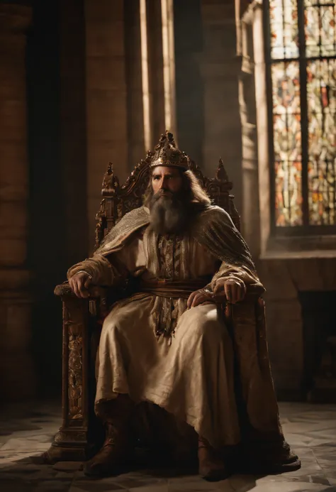 Imagem realista do Rei Herodes, seated not throne, Close-up, Cinematic lighting