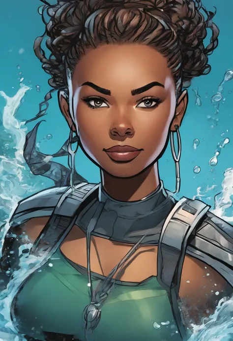 Young Mixed Race Female Marvel Super Hero Comic Book Character with Water Based Abilities