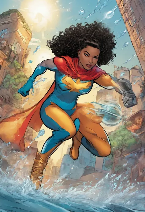 Young Mixed Race Female Marvel Super Hero Comic Book Character with Water Based Abilities