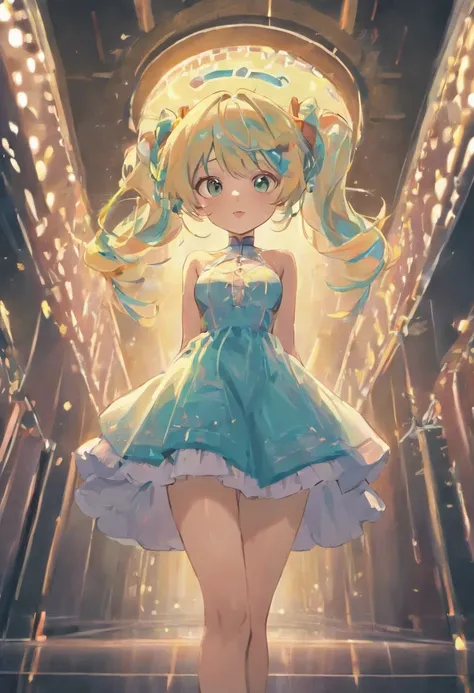 Hatsune Miku small short dress cute breasts big bulging exposed adorable inappropriate innocent little petite cleavage large boobs breast chest short low cut tiny mini dress tight long hair long_hair longest hair extremely_long_hair pigtails ponytails sexy...