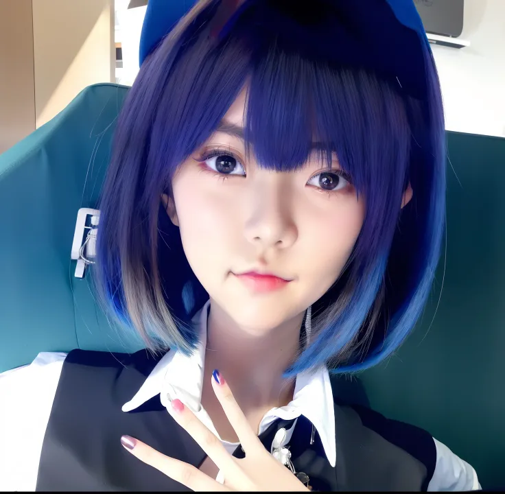 anime girl with blue hair and green eyes in a school uniform, anime visual of a cute girl, anime visual of a young woman, anime portrait of shiina ringo, anime girl named lucy, rei hiroe, todays featured anime still, hinata hyuga, akane, anime best girl, f...