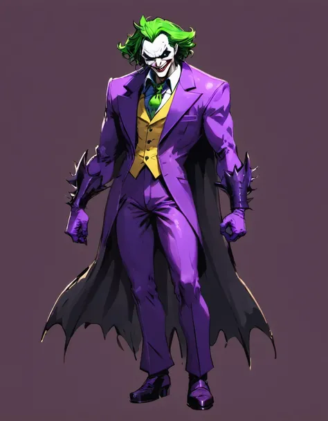 Full-body view of the Joker and Batman combo，tmasterpiece，alto detalhe，melhor qualidade，sombra leve, A high resolution，8k，in a panoramic view,