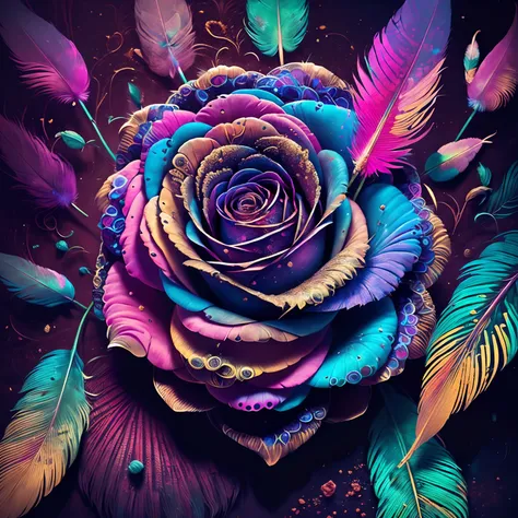 Riff Style 2 (masutepiece, top-quality, Best Quality, Official art, Plants and bird feathers, Beautiful and aesthetic flowers:1.2), (roses:1.3), Extremely detailed,(Fractal Art:1.1),(Colorful:1.1)(Flowers:1.3),highest details,(Zentangle:1.2), (Dynamic Pose...