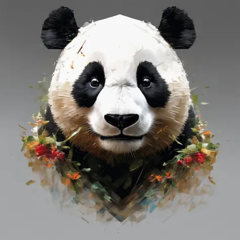 Panda Lego Brick Toys, Centered, Looking at the camera, Facing the camera, Approaching perfection, Dynamic, Highly detailed, Smooth, Sharp Focus, 8K, hight resolution, Illustration, art by carne griffiths and wadim kashin, White background