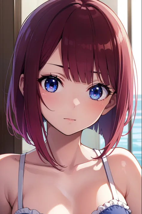 swim wears、hposing Gravure Idol、blue eyess、blonde  hair、Kana Arima, Kana Arima, bob cuts, 
BREAK (masutepiece:1.2), Best Quality, High resolution,(Illustration:0.8), (Beautiful detailed eyes:1.6), extra detailed face, Perfect Lighting, Highly detailed CG P...