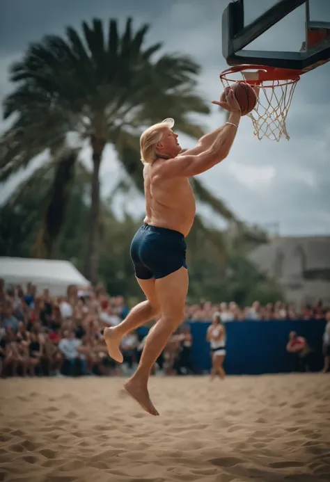 Donald Trump Dunking in short shorts with a big butt