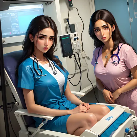 Ultra-realistic middle eastern woman in the intensive care unit