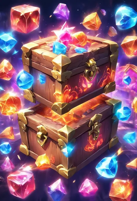 Best quality, Ultra-high resolution，3 d icon for mobile game，Q version of the chest，extremely colorful，A set of chests with four levels of treasure is included