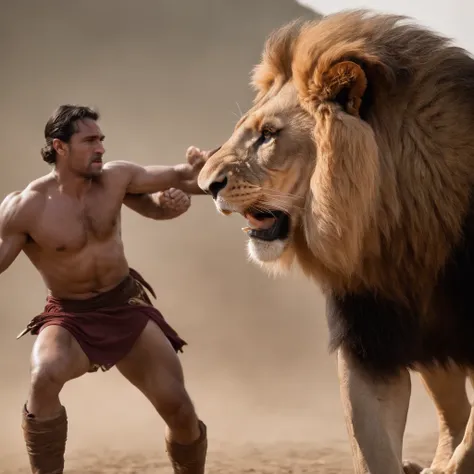 Samson fighting a lion