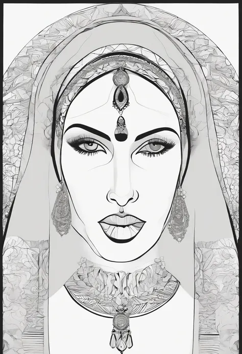 Portrait of a woman wearing an Arabian chaffy head with only her eyes in front