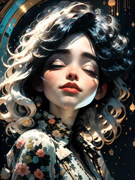 a girl with black smocks covering her eyes with white ribbons, in the style of yuumei, hyper-realistic portraiture, rococo paste...