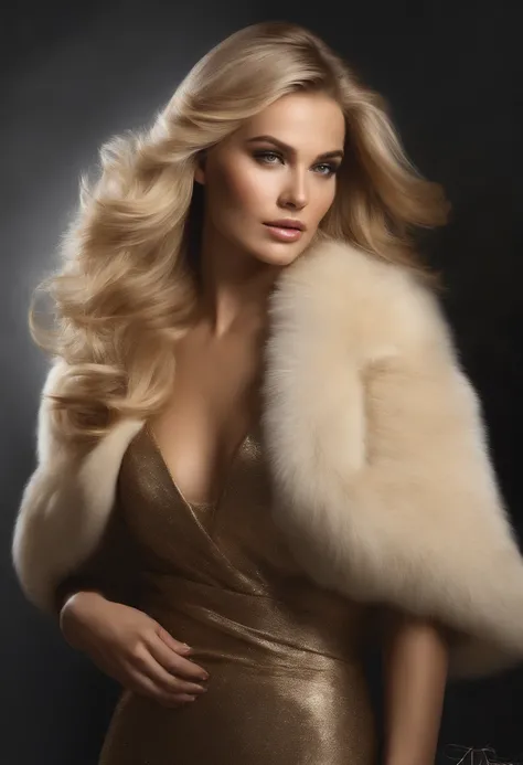 Dive into the world of modern elegance with our latest piece of art featuring a blonde woman. Adorned in a luxurious mink fur coat, her long light hair flows freely around her. This exquisite portrait embodies high quality and attention to detail, conveyin...