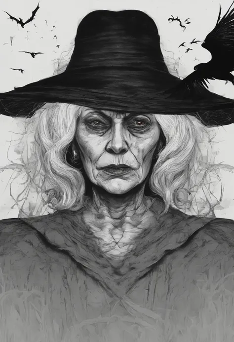 make some 4K animation character, shes a grandma with white hair, around 60 years old, not to really creepy face and mysterious background vibes