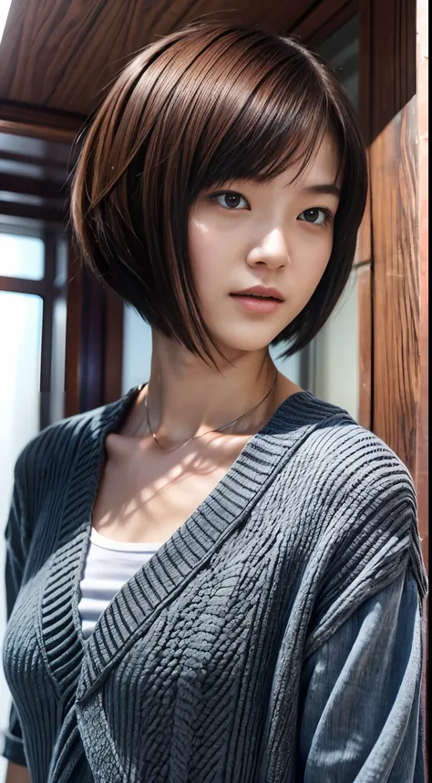 46
(An 18-year-old woman), (A hyper-realistic), (masutepiece), Short bob cut