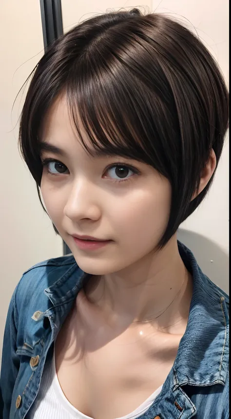 46
(An 18-year-old woman), (A hyper-realistic), (masutepiece), Short bob cut