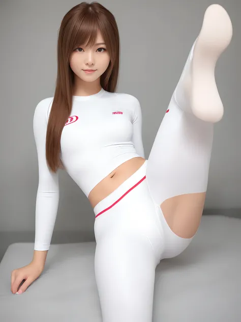 (Photorealsitic)(sixteen years old), Perfectly beautiful woman, (Full body 8K portrait), Stick out your fist, Large and dynamic hand and foot movements, Correct skeleton, White Karate Uniform, White karate pants, Large bust,Stand alone, Perfect facial deta...