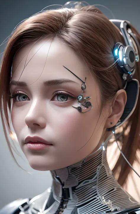 metafisic, surrealism, hiper prompt: complex 3d render ultra detailed of a beautiful porcelain profile woman android face, cyborg, robotic parts, beautiful studio soft light, rim light, vibrant details, luxurious cyberpunk, lace, hyper realistic, anatomica...