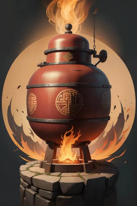 Chinese Ancient Times，Alchemy furnace，2d，Flat style