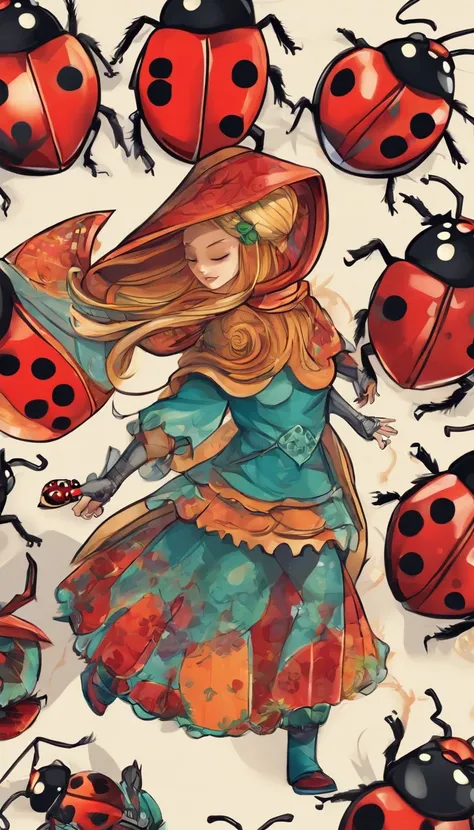 lady bug version anime style , wear dress