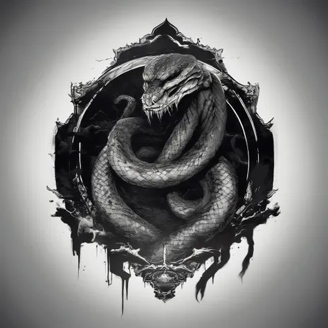 T-shirt design, Generate Genshin Snake Themed Streetwear Vintage Shop Logo Design Ideas. Logo、It is necessary to effectively incorporate the snake as a central element, Symbolizes mystery, Edginess, Styles that dont include people.