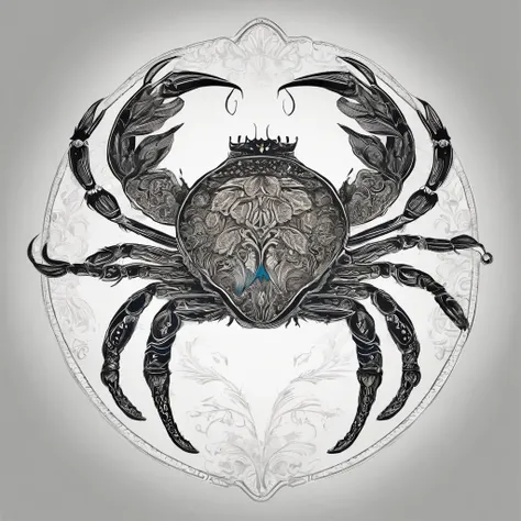 Hairy crab logo，Black and white background，The black and blue photo was taken by Flickl