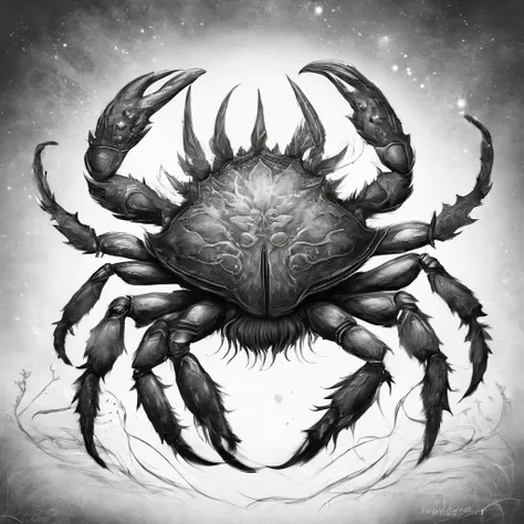 Hairy crab logo，Black and white background，The black and blue photo was taken by Flickl