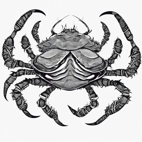 Hairy crab logo，Black and white background，The black and blue photo was taken by Flickl