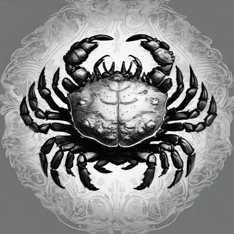 Hairy crab logo，Black and white background，The black and blue photo was taken by Flickl