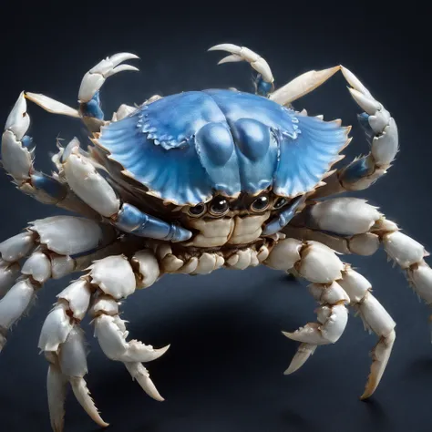 Hairy crab logo，Black and white background，The black and blue photo was taken by Flickl