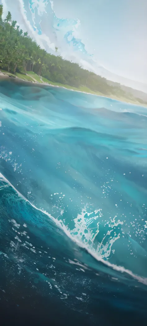 Draw a man surfing on the waves, realistic ocean, realistic water, closeup cinematic aquatic scene, Sea backgroun, wild ocean background, background artwork, highly detailed water colour 8k, highly detailed water colour 8 k, Detailed sea, ultra detailed wa...