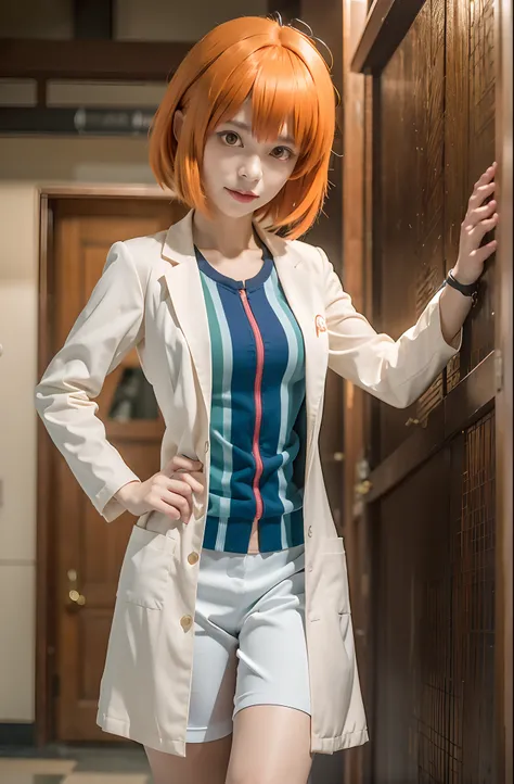 a close up of a woman in a short skirt and jacket, leeloo outfit, ayaka cosplay, wearing lab coat and a blouse, anime girl cosplay, professional cosplay, anime cosplay, asuka suit under clothes!, full-cosplay, with a lab coat, anime girl in real life, beau...