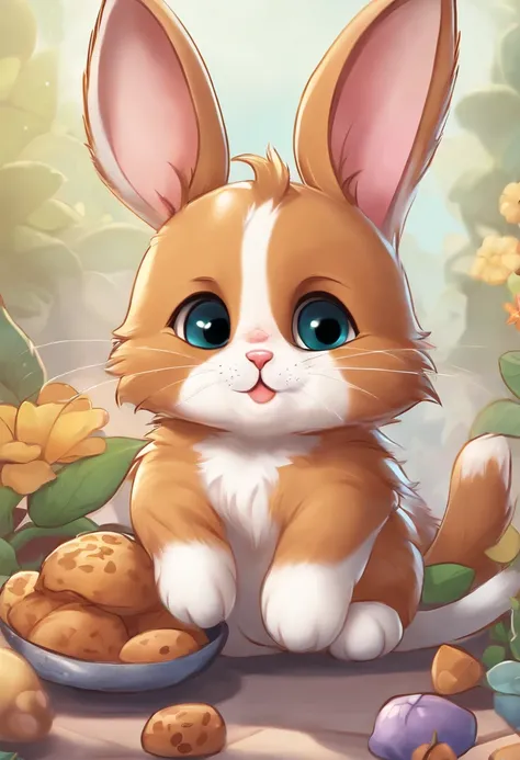 cartoon cat, cute puppy, edgy bunny, hamster, (best quality,highres:1.2), vibrant colors, soft lighting