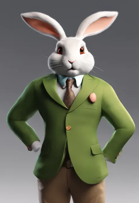 Dress up as a rabbit to be a magician. Wear a suit.having fun .Kaihuai.obvious . 8K . adolable .Full portrait. The appearance of the rabbit is complete. Details of the full image.Full image of a rabbit