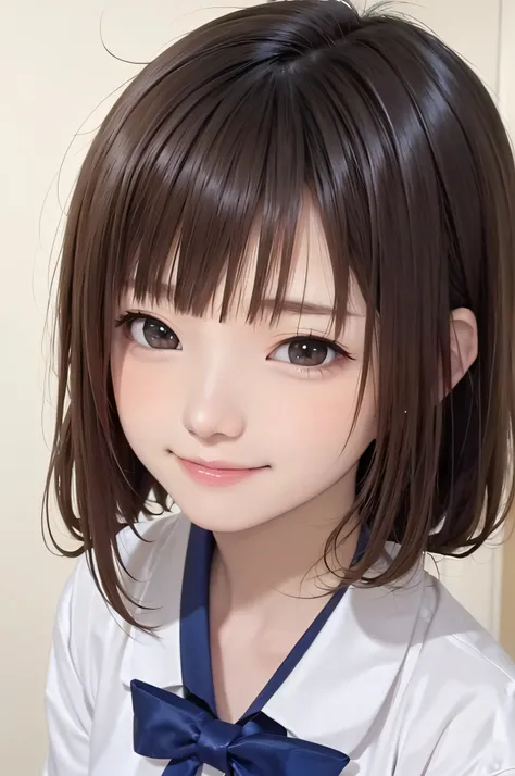 (Background white、White background、The background is all white)、17 age、brown haired、beautidful eyes、real looking skin、hi-school girl、a sailor suit、small tits、(8K、​masterpiece)、(reallistic、Photorealsitic)、top-quality、ighly detailed、The ultra-detailliert、Bea...