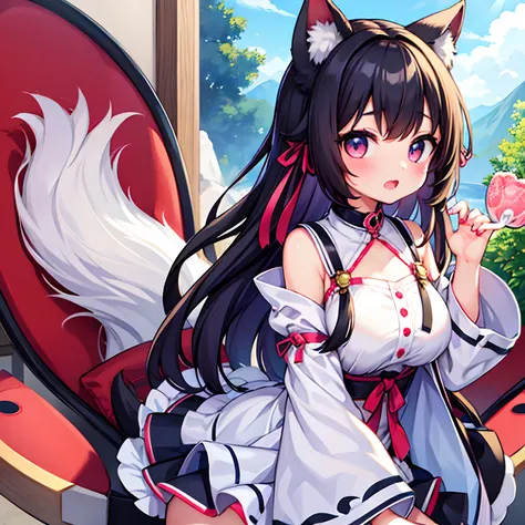 ​masterpiece、Girl personified a dog、Dog ears and tail and paws、Cute、psychedelic