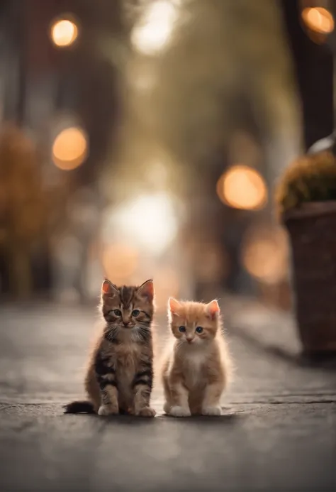 I have two little kittens, a cute little cat, cute kittens, Cutest, Incredibly cute, Adorable and cute, And cute and lovely. They are walking down the street with backpacks, Walking together, commute, Proudly walk down the street, And the cat is walking. T...