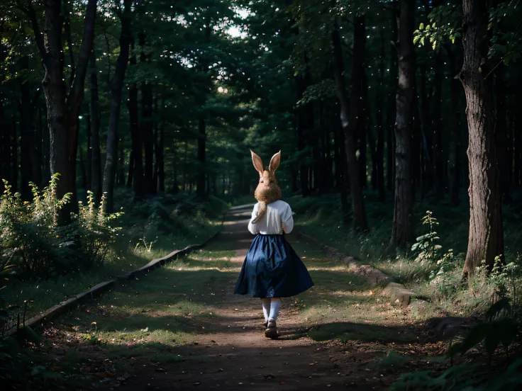 forest, night, rabbit sleep, wonderland