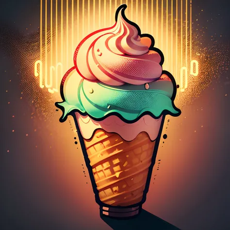 An ice cream neon light with super cool lines --auto --s2