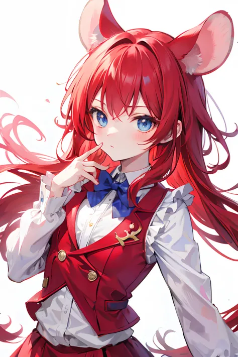 Red hair, Blue eyes, Idol,Twin-tailed,magical little girl,Lori,Little Girl,Solo,Bow,Mouse ears