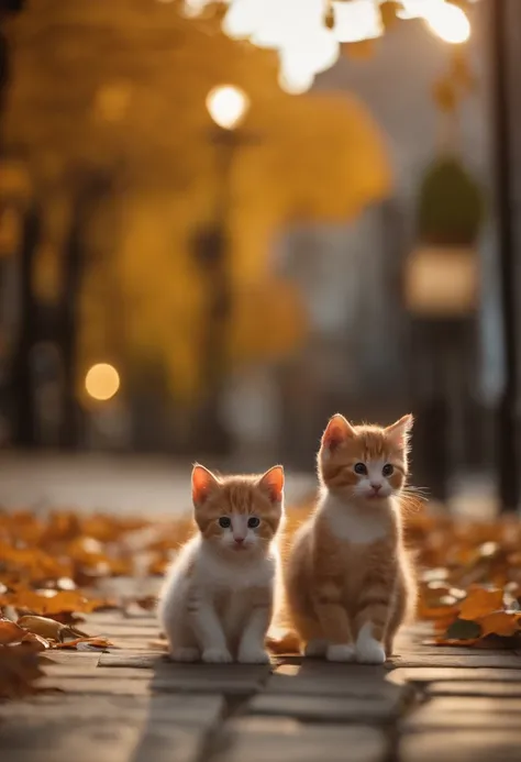 season for autumn、I have two little kittens, a cute little cat, cute kittens, Cutest, Incredibly cute, Adorable and cute, And cute and lovely. They are walking down the street with backpacks, Walking together, commute, Proudly walk down the street, And the...